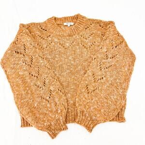 Madewell Orange/Tan Balloon Sleeve Knit Sweater Size Small